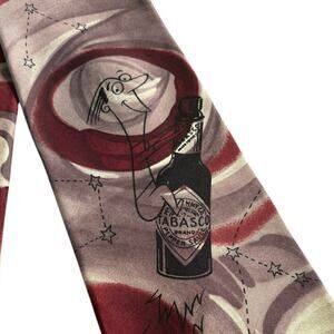 Tabasco Hot Sauce Tie 100% Silk, Man Riding Tabasco Bottle in Space, Made in USA